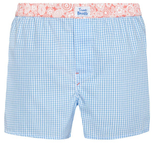 Mr Happy - blue checkered Boxer Short - True Boxers