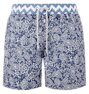 Blue Hawaii - dark blue paisley Swim Short - True Boxers