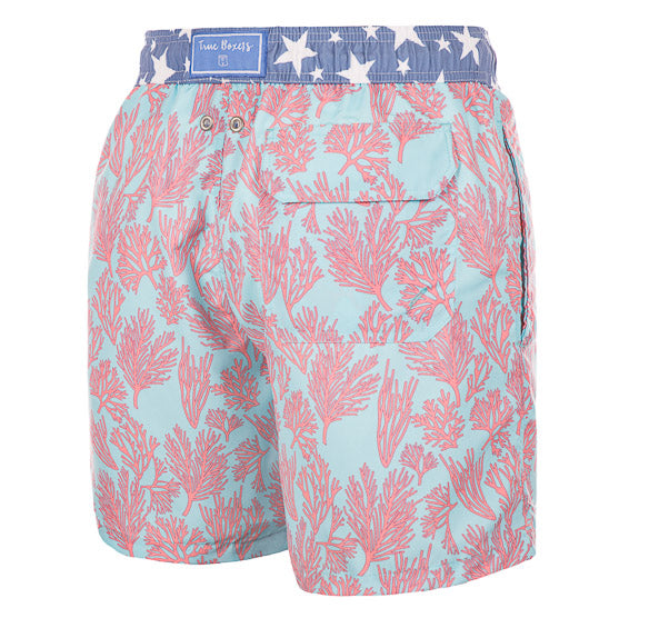 Coral Fizz - light blue colored Swim Short with corals - True Boxers